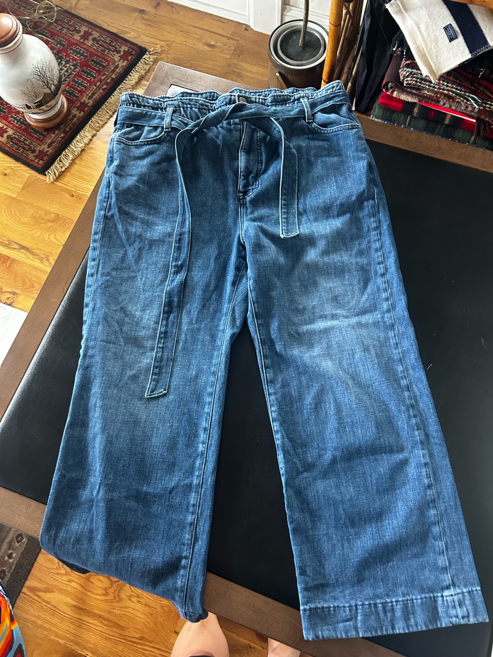J. Crew Cropped Wide-Leg Jeans in Medium Blue